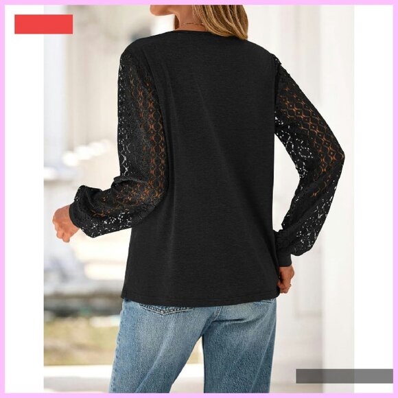 Women's Long Sleeve Lace Blouse Business Casual Work Top - Picture 3 of 4